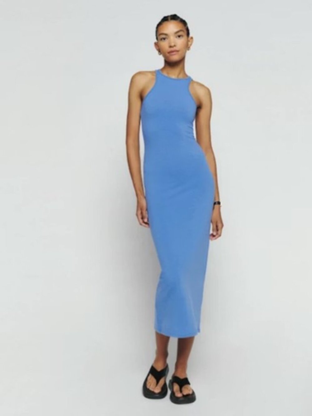 Reformation Luana Knit Blue Racerback Medi Dress Size Extra Small